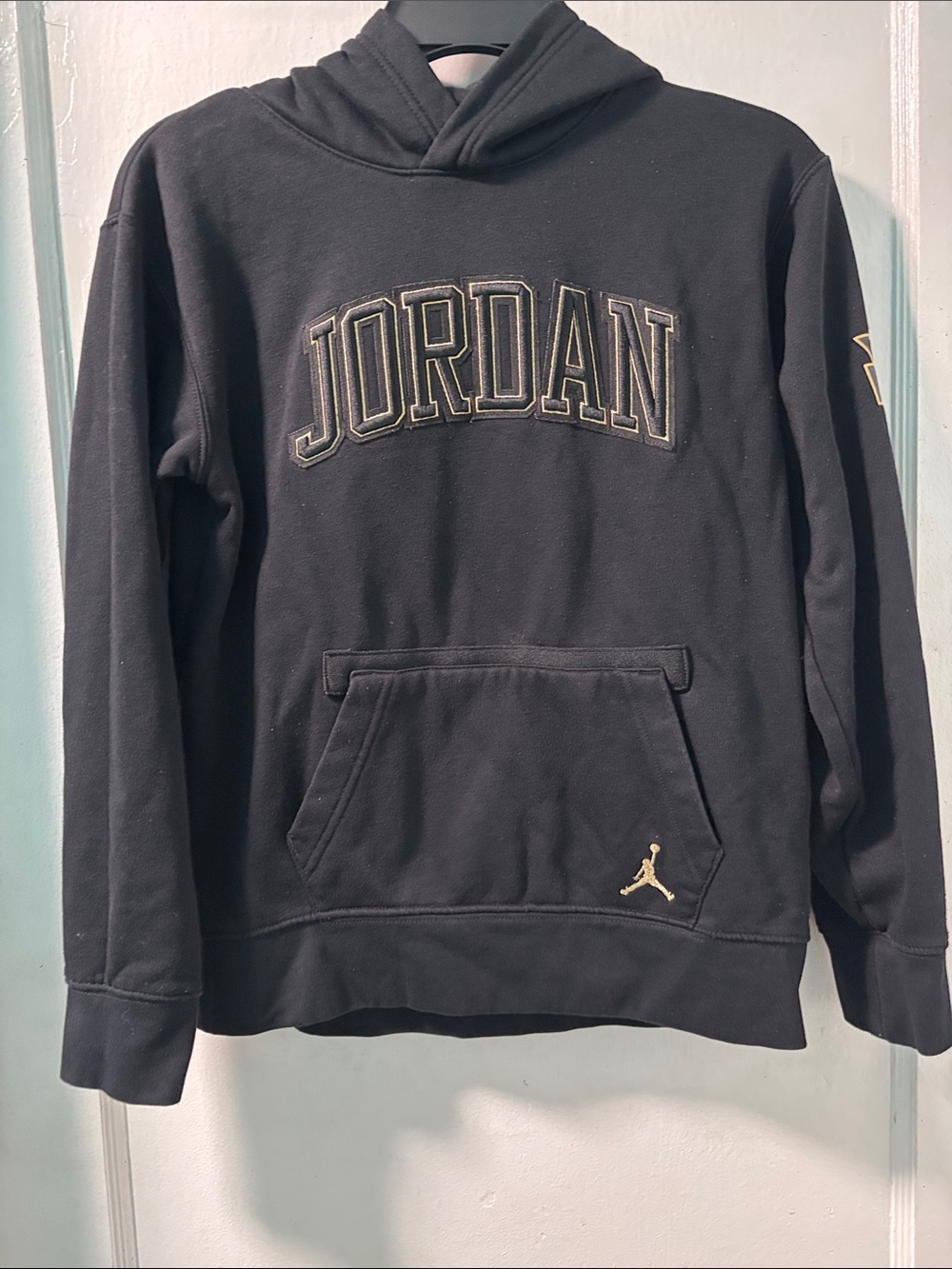 Jordan Black Hoodie with Gold Logo Accent
